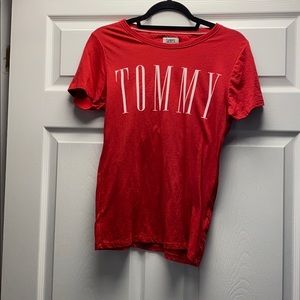 Red Tommy Hilfiger logo tee